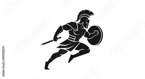 Running warrior silhouette vector illustration