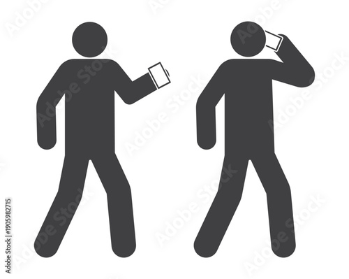 walk person  call on smartphone icon