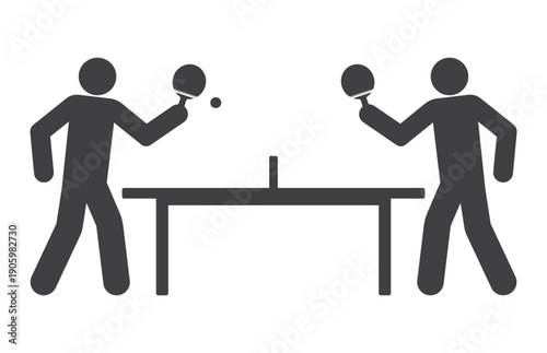 two players play ping pong tennis sport icon