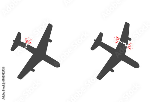 fly plane crash accident icon