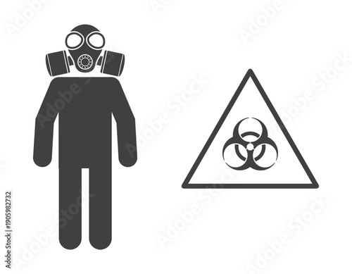person in gas mask respirator icon