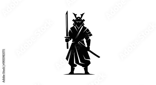 Samurai warrior silhouette isolated