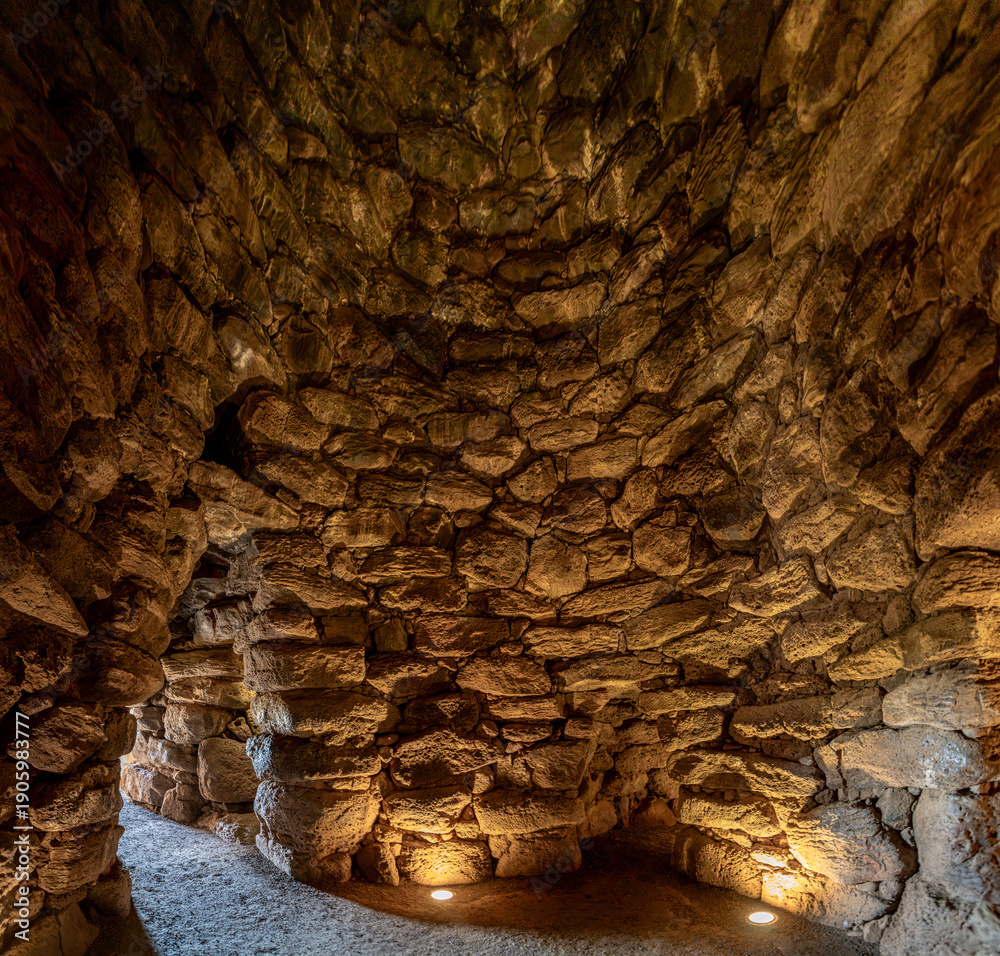 Obraz premium Nuraghe Losa, One of the most famous, well-preserved and representative megalithic testimonies of the nuragic civilization of central-western Sardinia, Italy