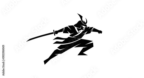 Samurai warrior silhouette with sword