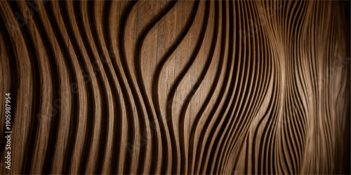 A seamless brown wood texture featuring an abstract zebra pattern of nature-inspired stripes and desert sand waves creates a unique animal skin design for a safari art wallpaper