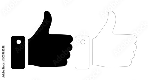 Two thumbs up icons, one black and one white, symbolizing agreement or approval.