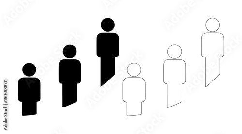 Diverse group of stylized figures representing different sizes and visibility