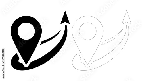 Location pin icon with arrow indicating travel direction and progress