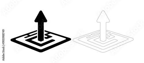 Symbol of progress and overcoming challenges, rising from a maze