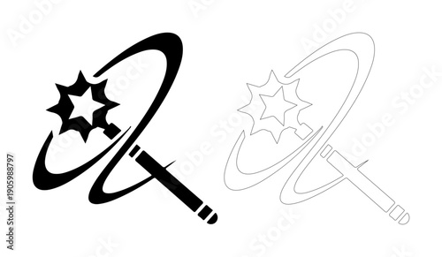 Magical wand with a starburst effect, symbolizing fantasy and imagination