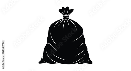 Black sack filled with items a simple graphic silhouette