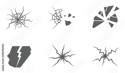 Abstract geometric silhouette patterns with fragmented shapes and lightning energy