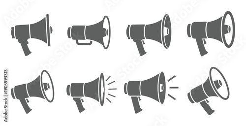 Megaphone silhouette collection for announcements communication and events