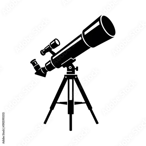 Professional Astronomical Telescope on Tripod for Stargazing and Space Exploration Icon