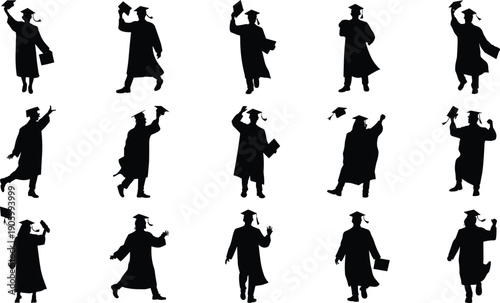 Western cowgirl silhouette holding revolver gun, wild west female gunslinger character set with cowboy hat, isolated black figures on white background