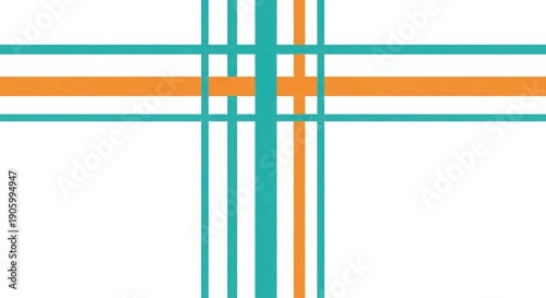 Vibrant teal and orange intersecting lines on white background