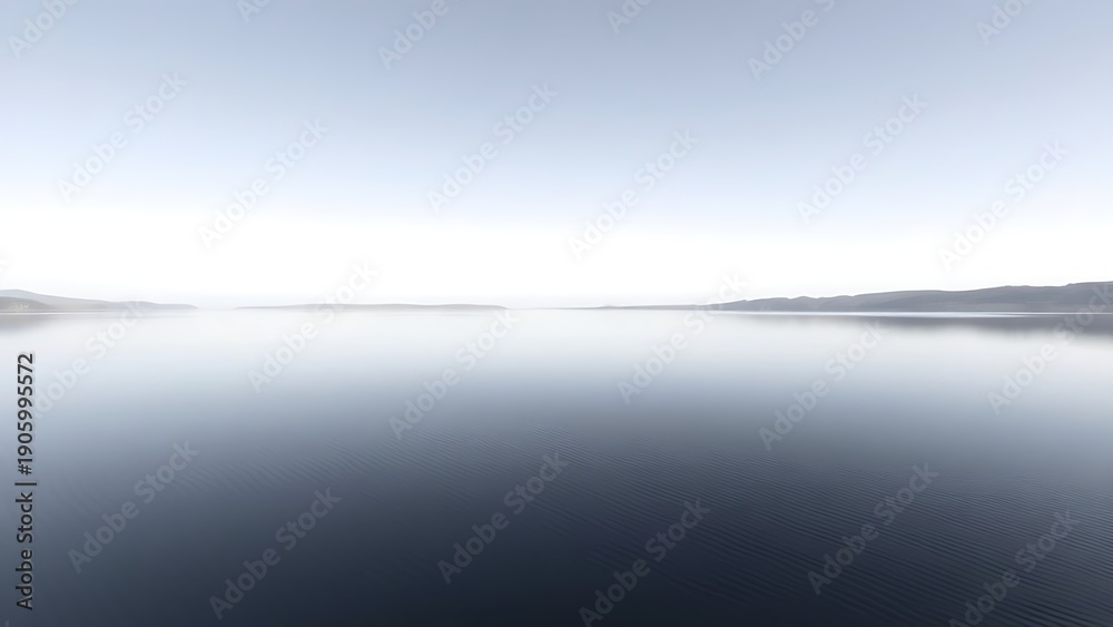 Fototapeta premium mistreat. A perfectly flat lake mirroring the sky with a seamless horizon. travel magazines, destination branding, designed for outdoor magazines and nature guides and travel destination branding.