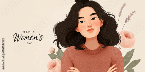 International Women Day Empowerment Concept Minimal Vector Illustration