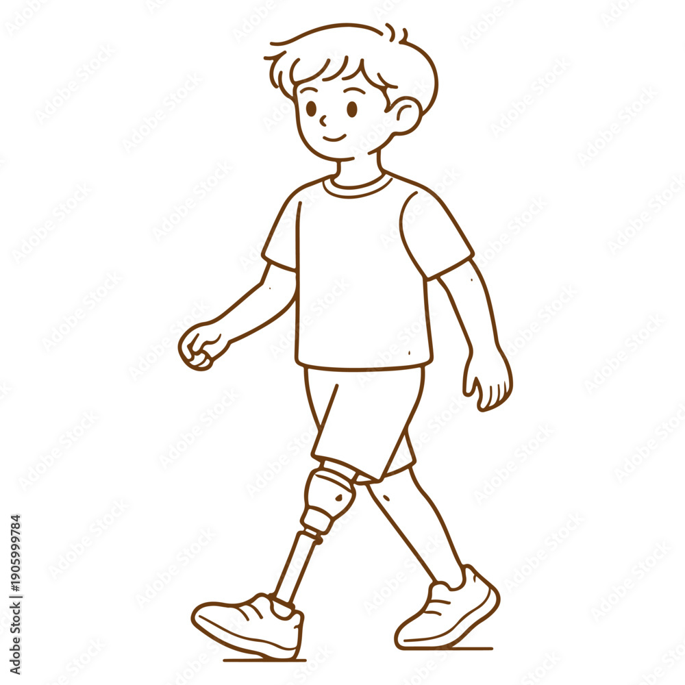 Fototapeta premium man with a prosthesis is walking vector icon illustration on a white background Vector illustration on a white background