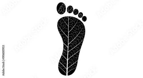 Footprint made of leaf veins symbol for nature connection and ecological footprint