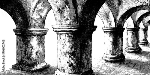 Vintage architectural arch composition with repeated rhythm for design and decor