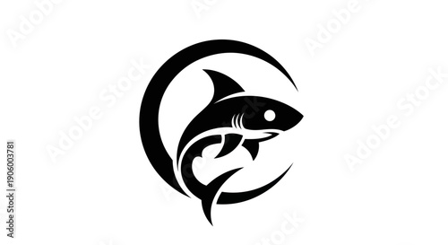 Fotografi Shark silhouette graphic on white background