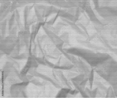 Abstract dotted halftone crumpled paper vector texture. Retro overlay newspaper background. Collage  or scrapbook element design 