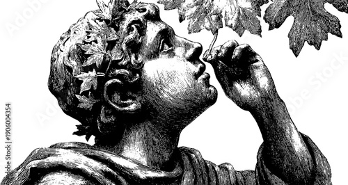 Autumn allegory with human figure and foliage for botanical design