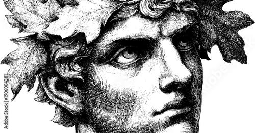 Autumn allegory: human figure with foliage in vintage botanical style