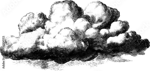 Vintage botanical engraving of drifting cloud mass - ideal for design and art projects