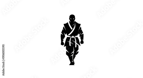 Silhouette of a ninja on white background