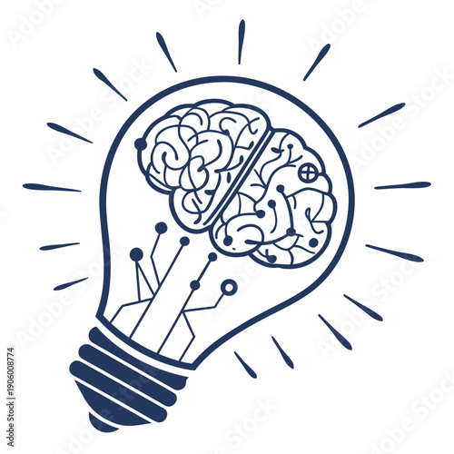 Innovative idea with lightbulb and brain concept