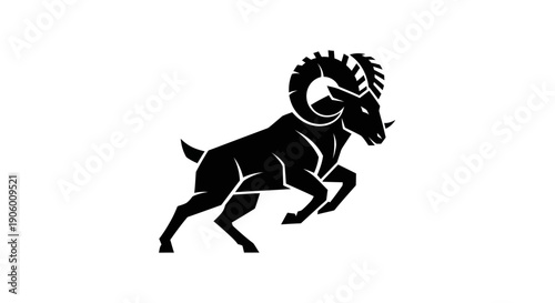 Silhouette of a ram jumping