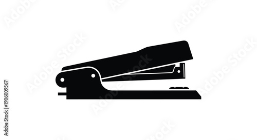 A black silhouette of a standard office stapler