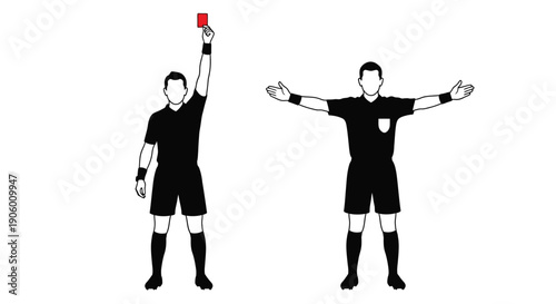 Referee displaying a red card in a stark black silhouette