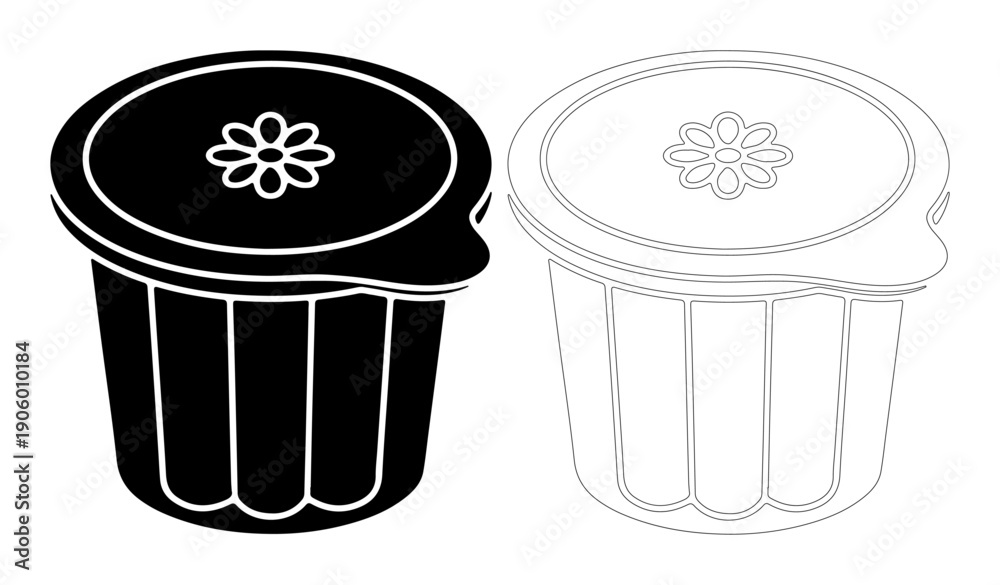 Αυτοκόλλητο Two single-serving creamer cups, one black and white, ready for use
