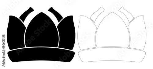 Simple black and white lotus flower icons for design