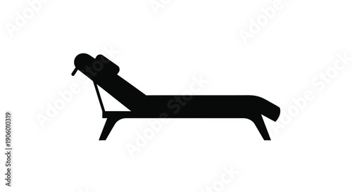 Black chaise lounge chair depicted in a striking minimalist silhouette