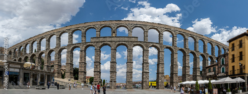 Photos Segovia, Spain - 27 Jul 23: Panoramic Roman Aqueduct Segovia