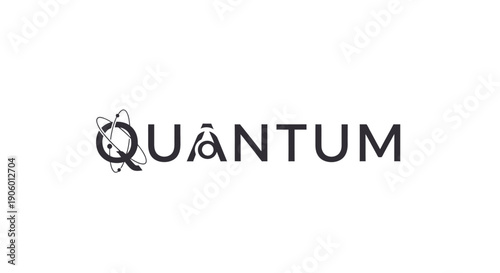 Quantum logo design with atom symbol integration.
