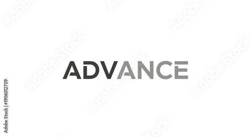 Advance text on white background with bold typography.