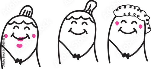 Minimalist doodle happy grandmother smiling
