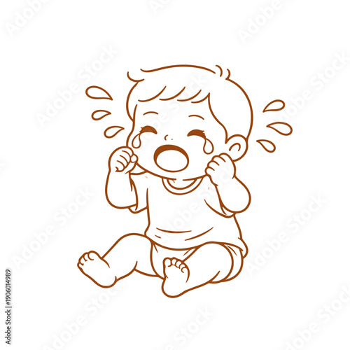 The child is crying vector illustration on a white background Vector illustration on a white background
