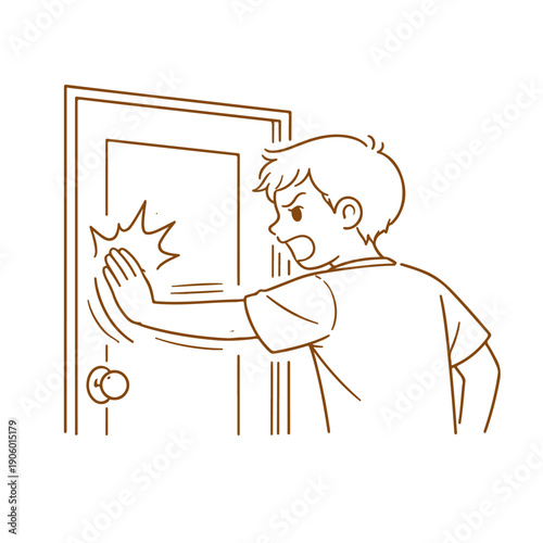 man slams the door vector illustration on a white background Vector illustration on a white background