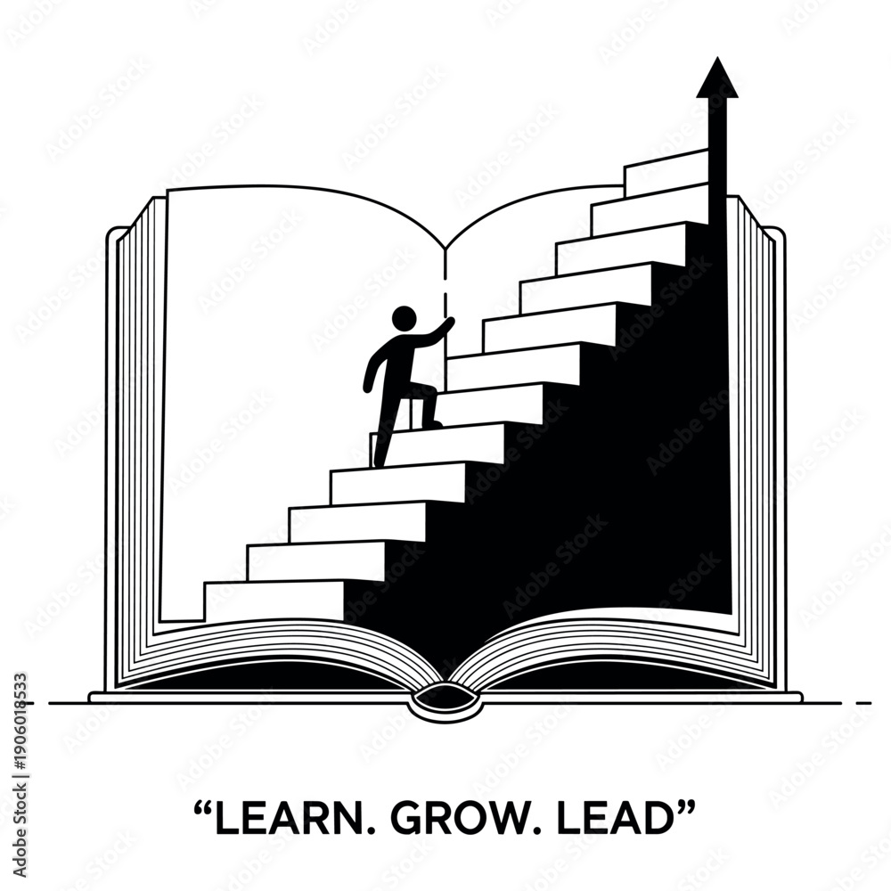 Naklejka premium Conceptual illustration of personal growth and success through knowledge