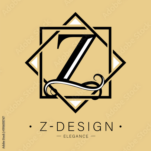 Logo, capital letter Z. There is a botanical monogram in two squares - Z. with organic plant elements. Vector design. beauty salon. for a tattoo studio.