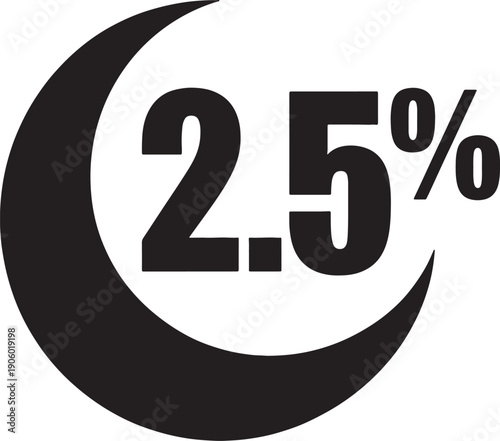 Zakat 2.5% percentage icon symbolizing islamic charity and financial obligation, concept of giving and wealth distribution