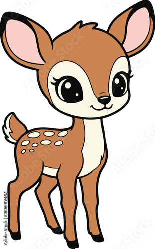 Adorable spotted fawn character, cute cartoon vector illustration
