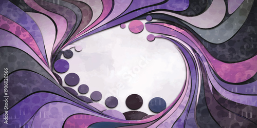 Abstract purple fractal background with graffiti and floral patterns
