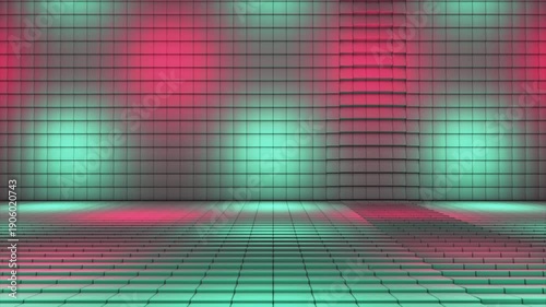 Broadcast Pulsating Hi-Tech Illuminated Cubes Stage Floor, Multi Color, Events, 3D, Loopable, 4K